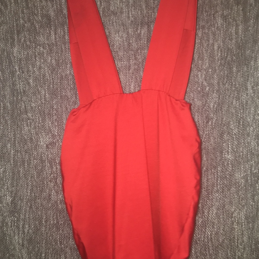 Short Red Dress With Python Panel Down The Front - image 2
